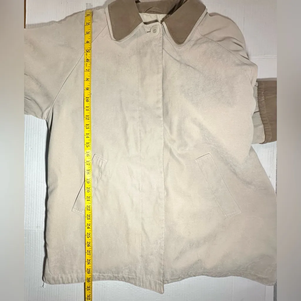LONDON FOG Size Large Tan Jacket Coat Double Collar Button Up Pea Coat Soft - Image 4