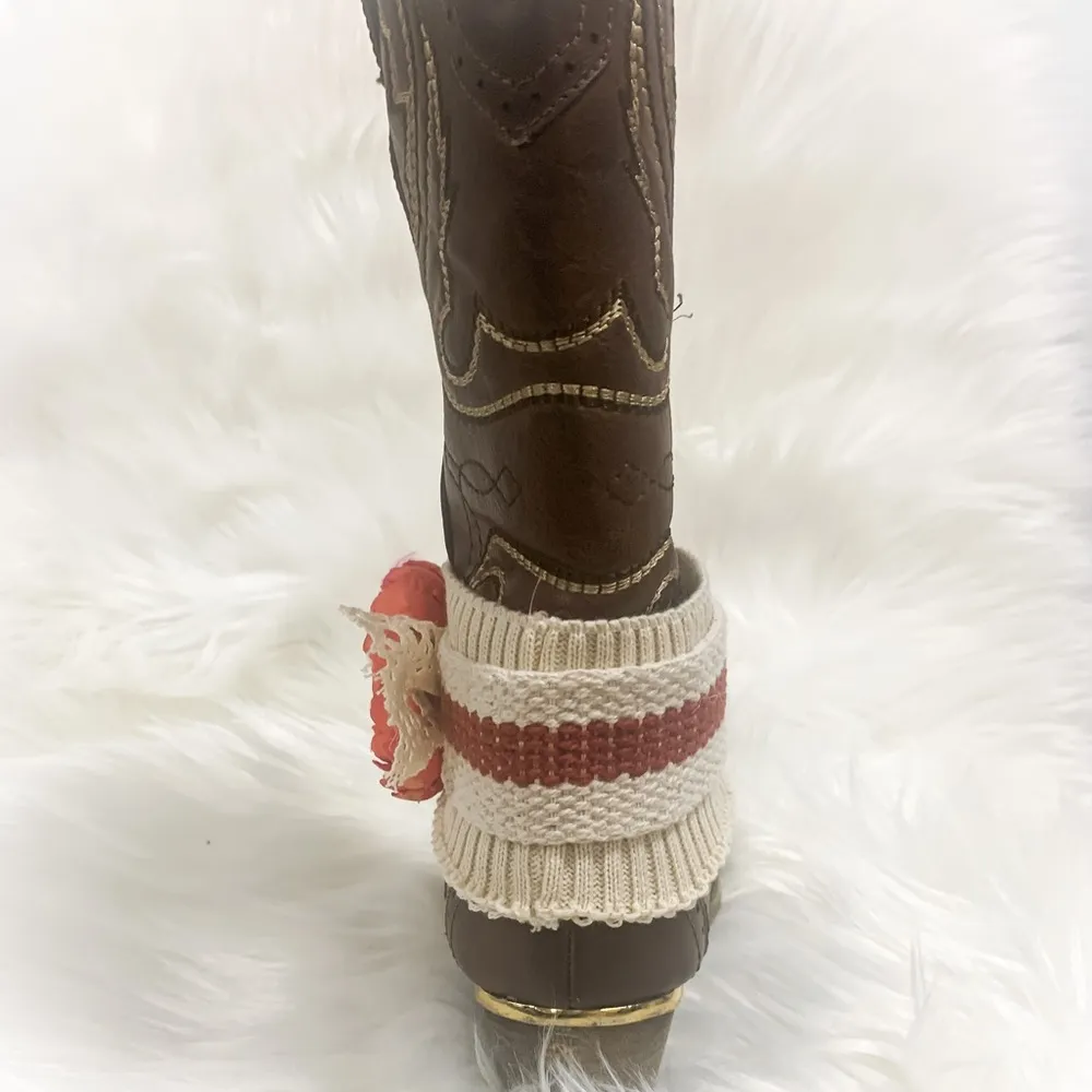 Handmade Removable Women’s Boot Bands/Cuffs Orange - Image 6