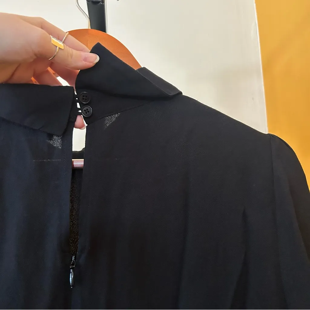 Reformation Rocco Mini Dress Bow Peter Pan Collar Long Sleeve Black $248 Size 10 - Image 7