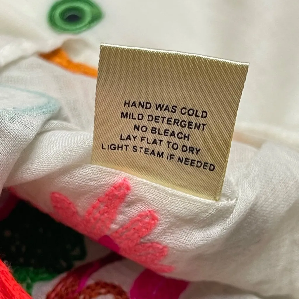 Lovestitch Granada Caftan Women's One Size White Floral Embroidered‎ 100% Cotton - Image 10