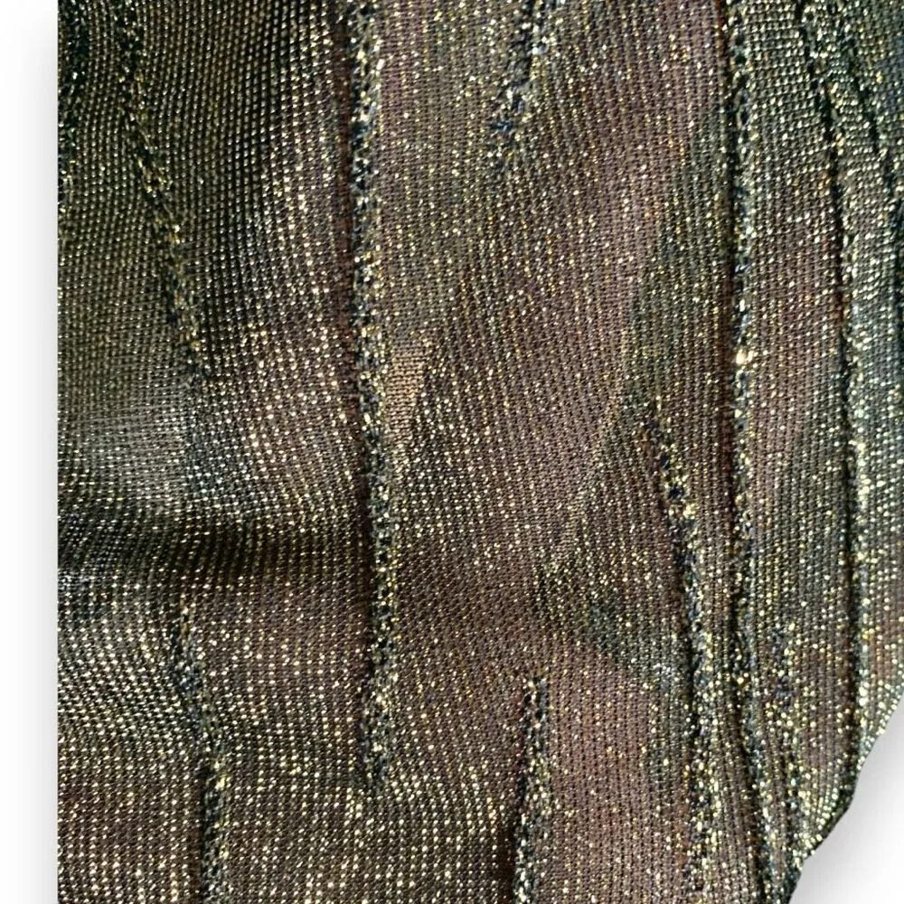 Vintage Lana Lee Petite Metallic Gold Textured Open Front Long Sleeve Cardigan Black Size undefined - Image 8