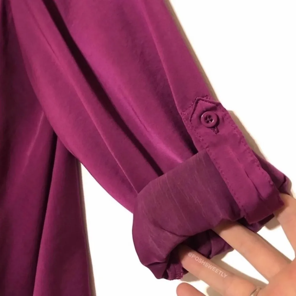 💙SALE 3/$25 TORRID HOLLYHOCK RASPBERRY PINK SATIN SURPLICE NECK LONG SLEEVE TOP - Image 4