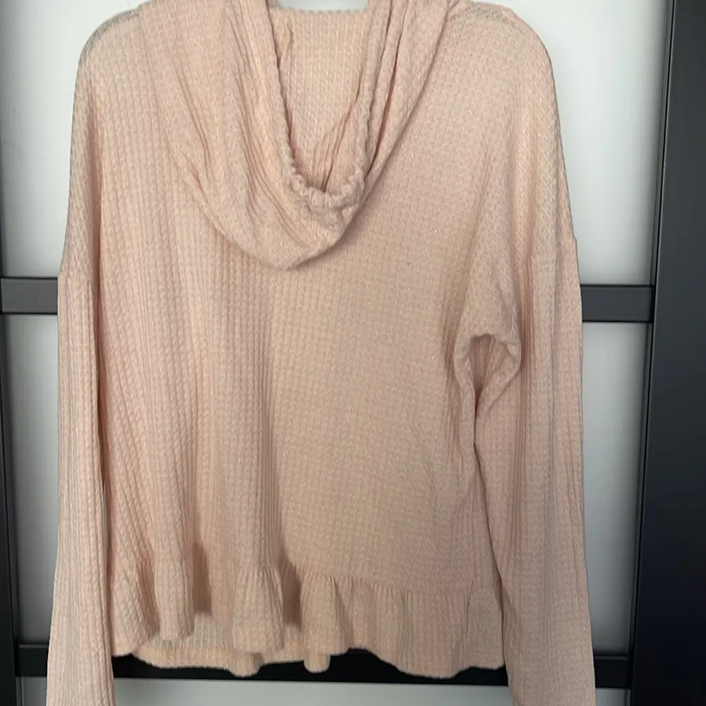 Lauren Conrad Gold Metallic & Pink Hoodie Lightweight Medium EUC - Image 2