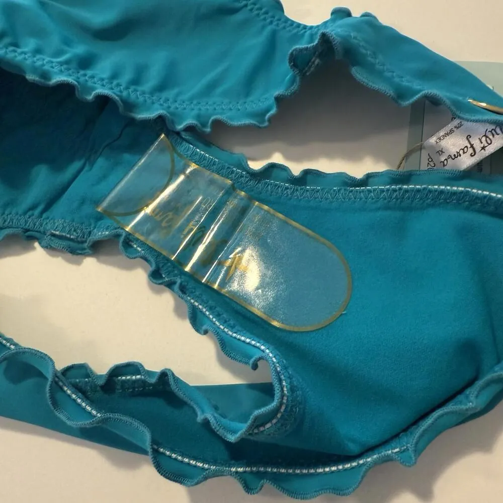 Luli Fama Cosita Buena Full Ruched Back Bikini Bottom Blue Sz XL Extra Large NWT - Image 2