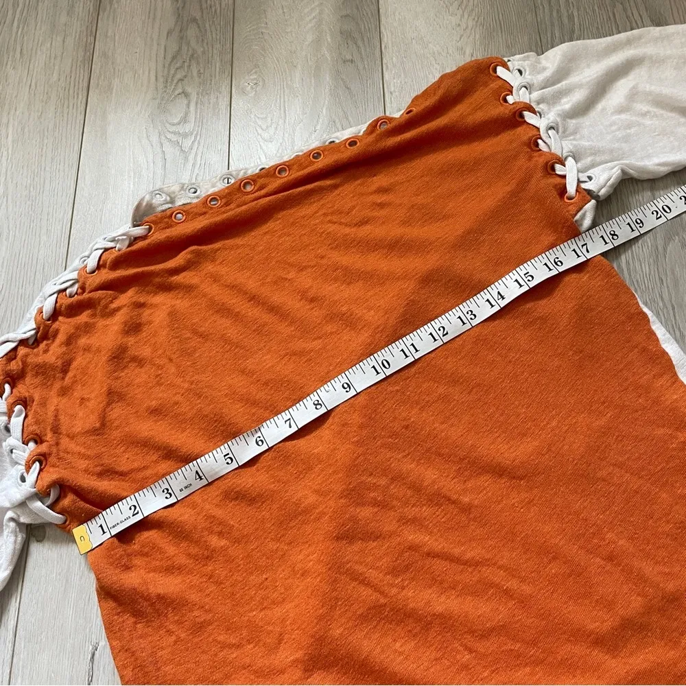 IRO 100% Linen Colorblock Lace Up Crop Top (XXSmall) edgy summer casual preppy - Image 3