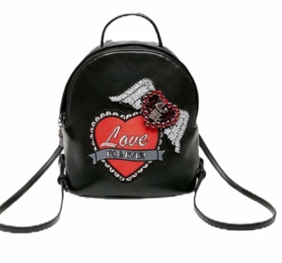Betsey Johnson  Love Forever Mini Backpack, Black, Red - Image 6
