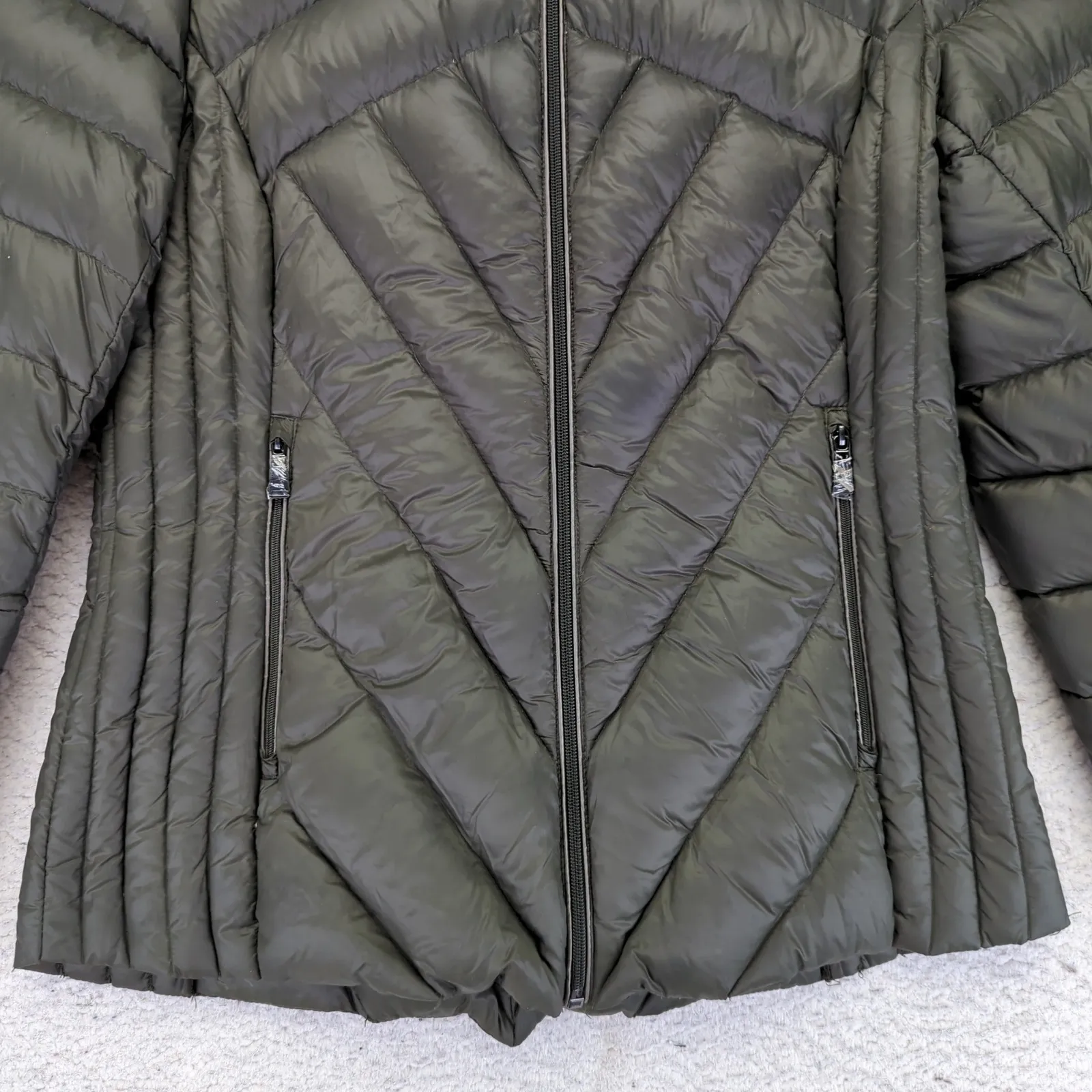 BCBG MAXAZRIA Womens Green Packable Down Hooded Jacket Puffer Lightweight Medium - Image 8