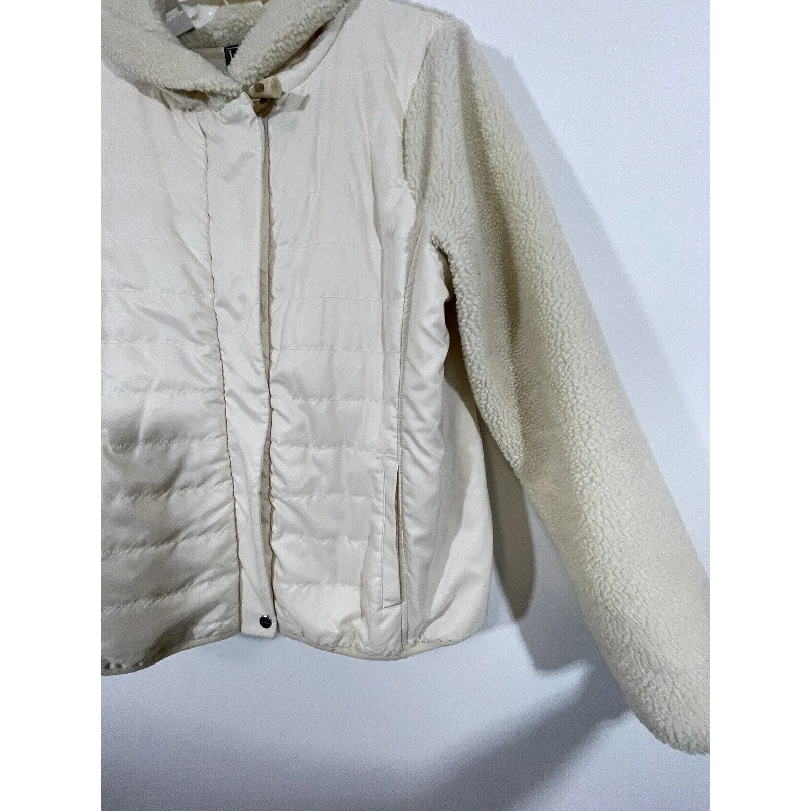 LRL Lauren Ralph Lauren Women's Zip Front Fitness Sherpa Jacket Size XL Cream - Image 5