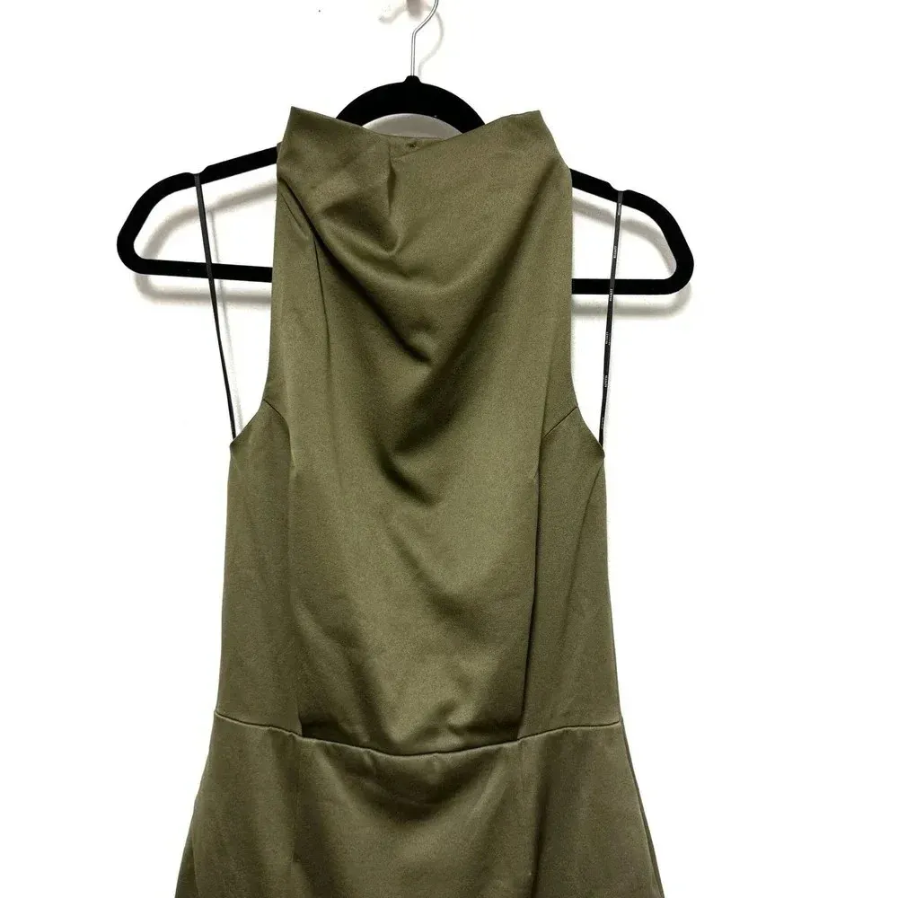 NWOT $148 ELLIATT Camo Olive Green Halter Dress - Asymmetric Cocktail Mini Dress - Image 6