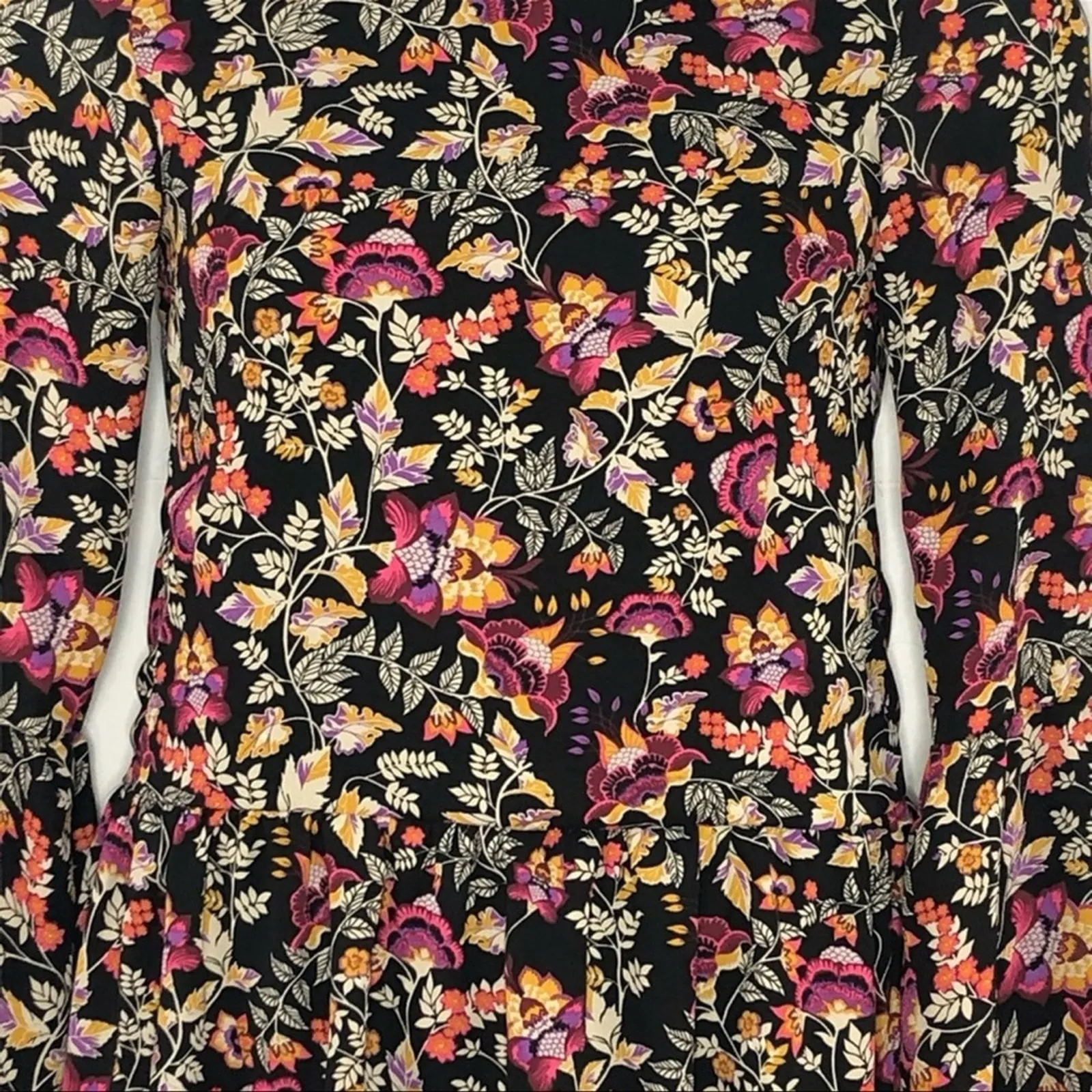 H&M Divided Y2K Floral Mini Dress Bell Sleeves Drop Waist Size 4 - Image 9