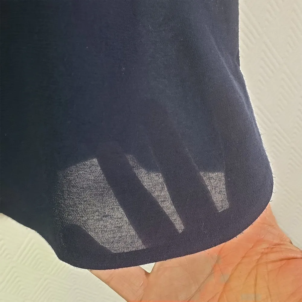 VINCE. Women's XS Navy Semi-Sheer, Shell, Tank, Side Slits, Rounded Hem Top - Image 8