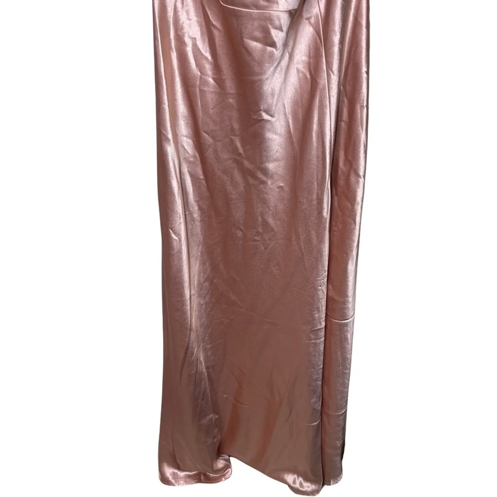New Birdy Grey LISA LONG DRESS IN SHINY SATIN ROSE GOLD sz 2XL - Image 6