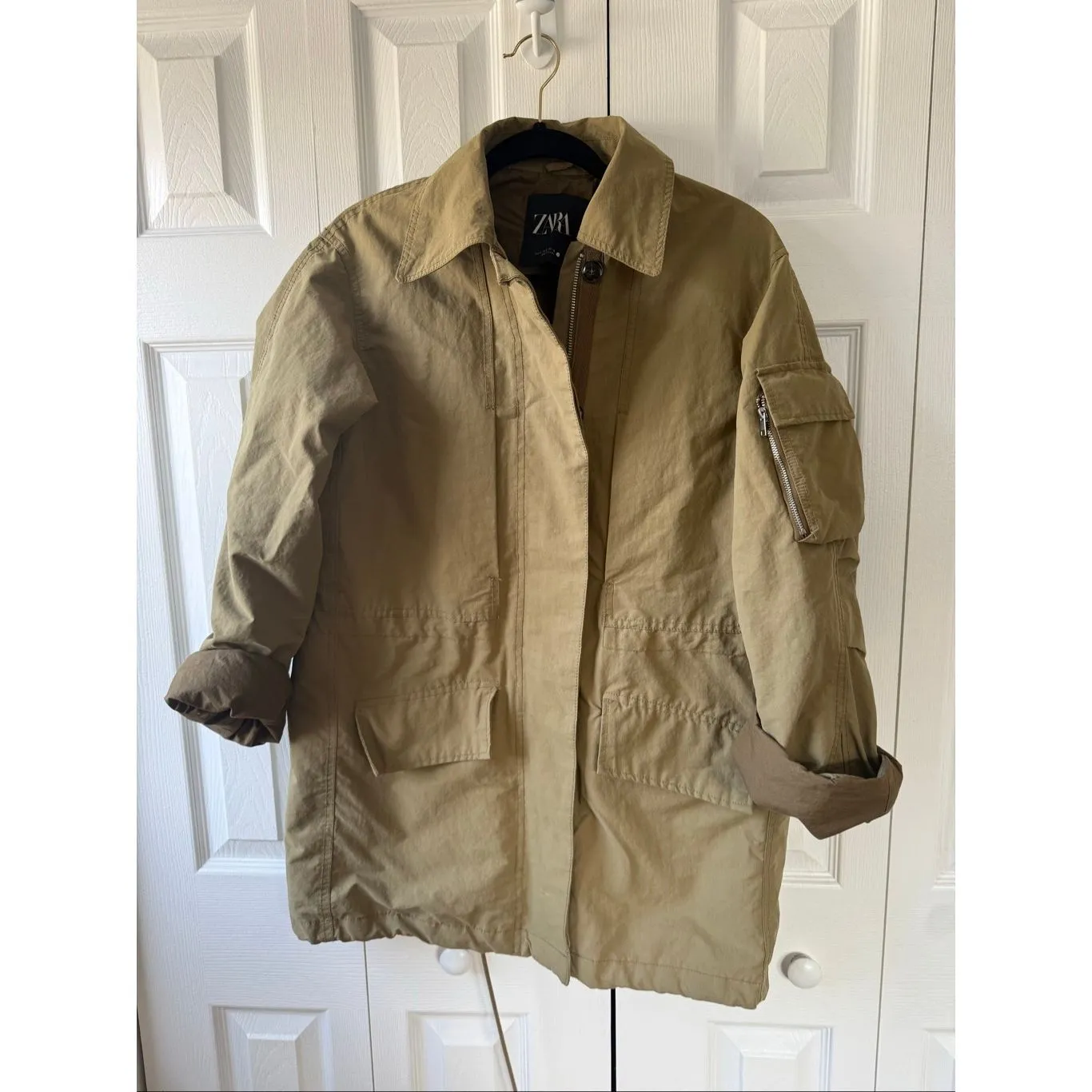 Zara Small Oversized Green Parka Jacket - Image 6