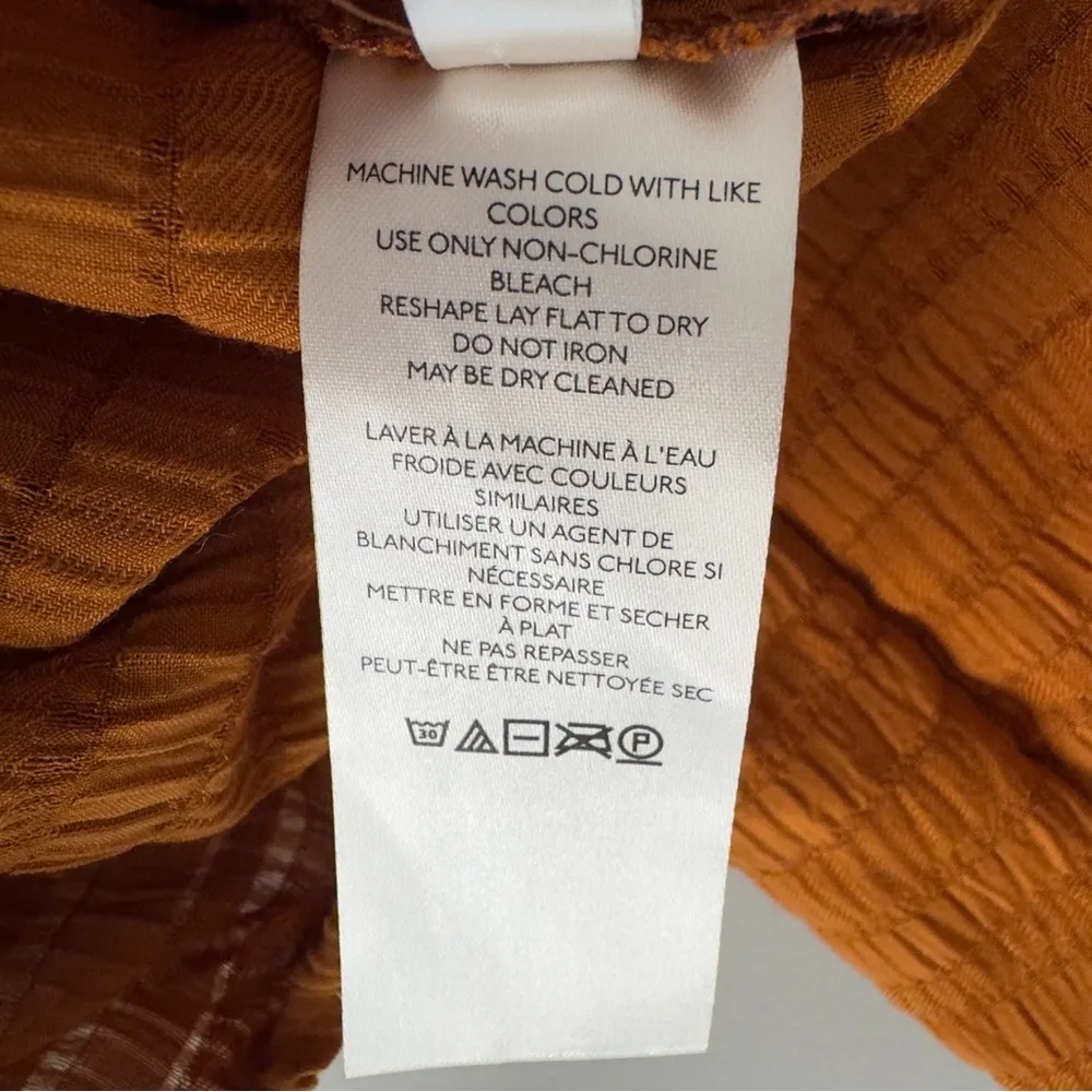 Free People Hailey Blouse Rust Brown Ruffled Women's Top peasant button down XS - Image 11