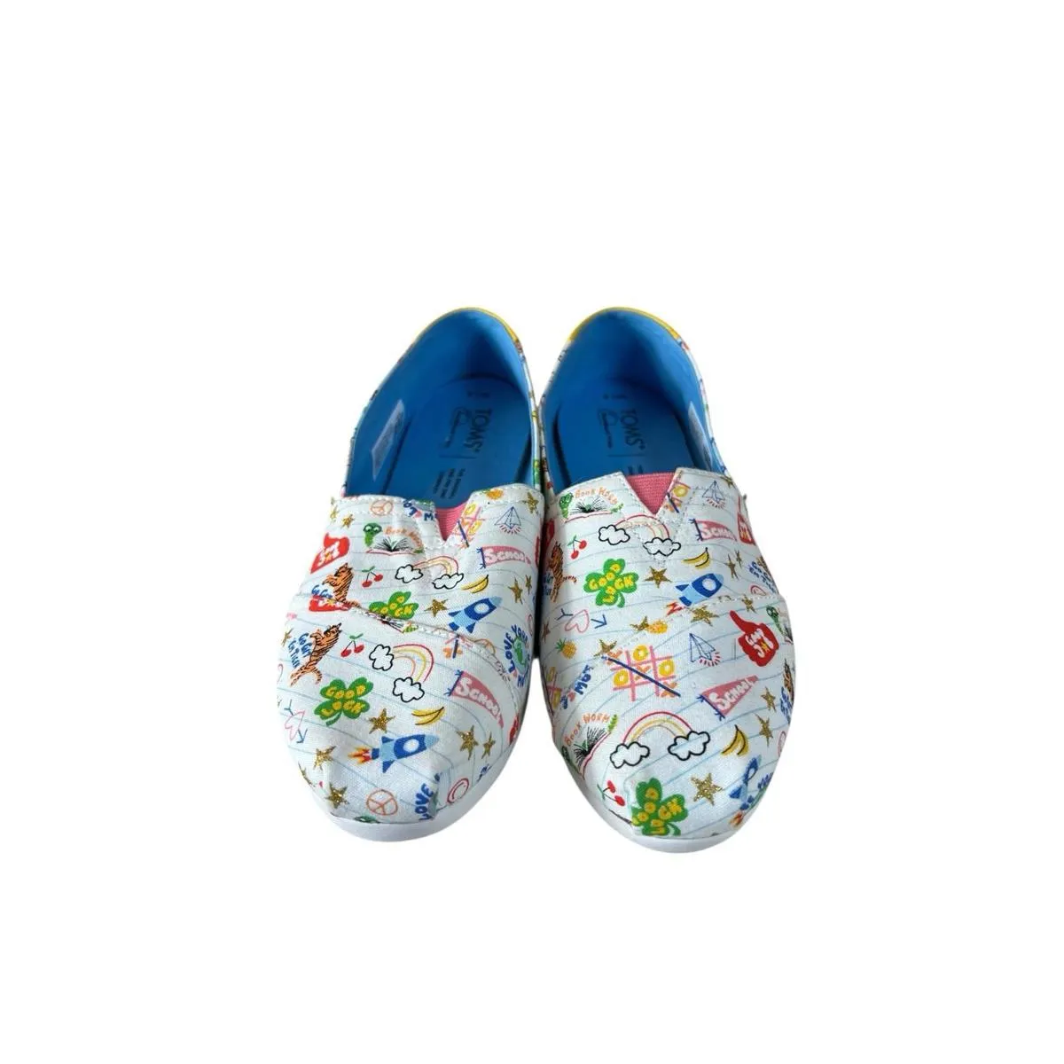Toms White Alpargatas Notebook Doodles Flat Slip On Ortholite Women’s Size 7.5 - Image 3