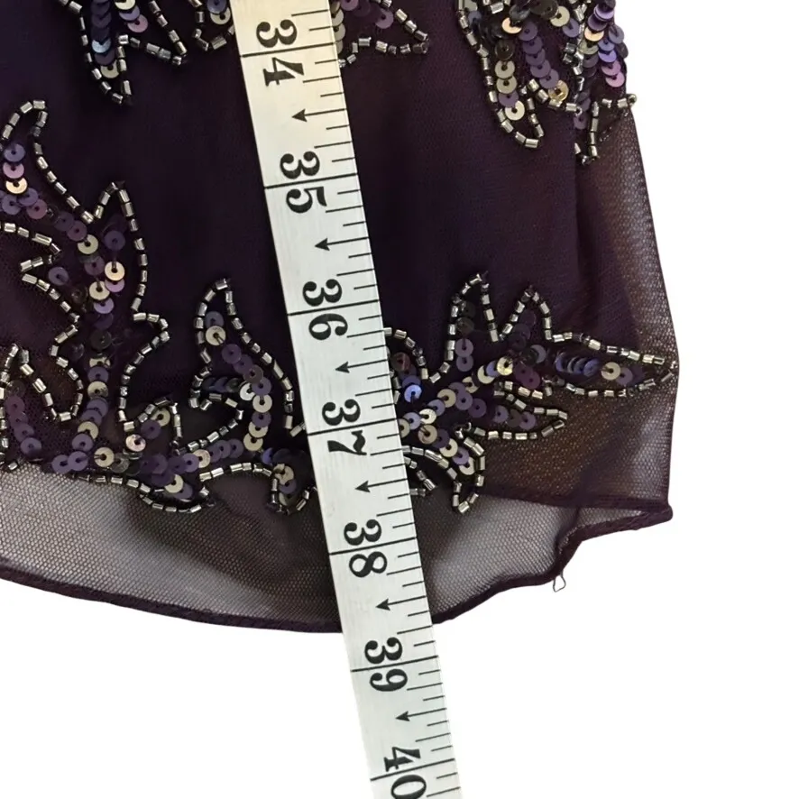 Adrianna Papell Beaded Sequin Shift Dress Sz 6 Amethyst Purple Whimsigoth - Image 8