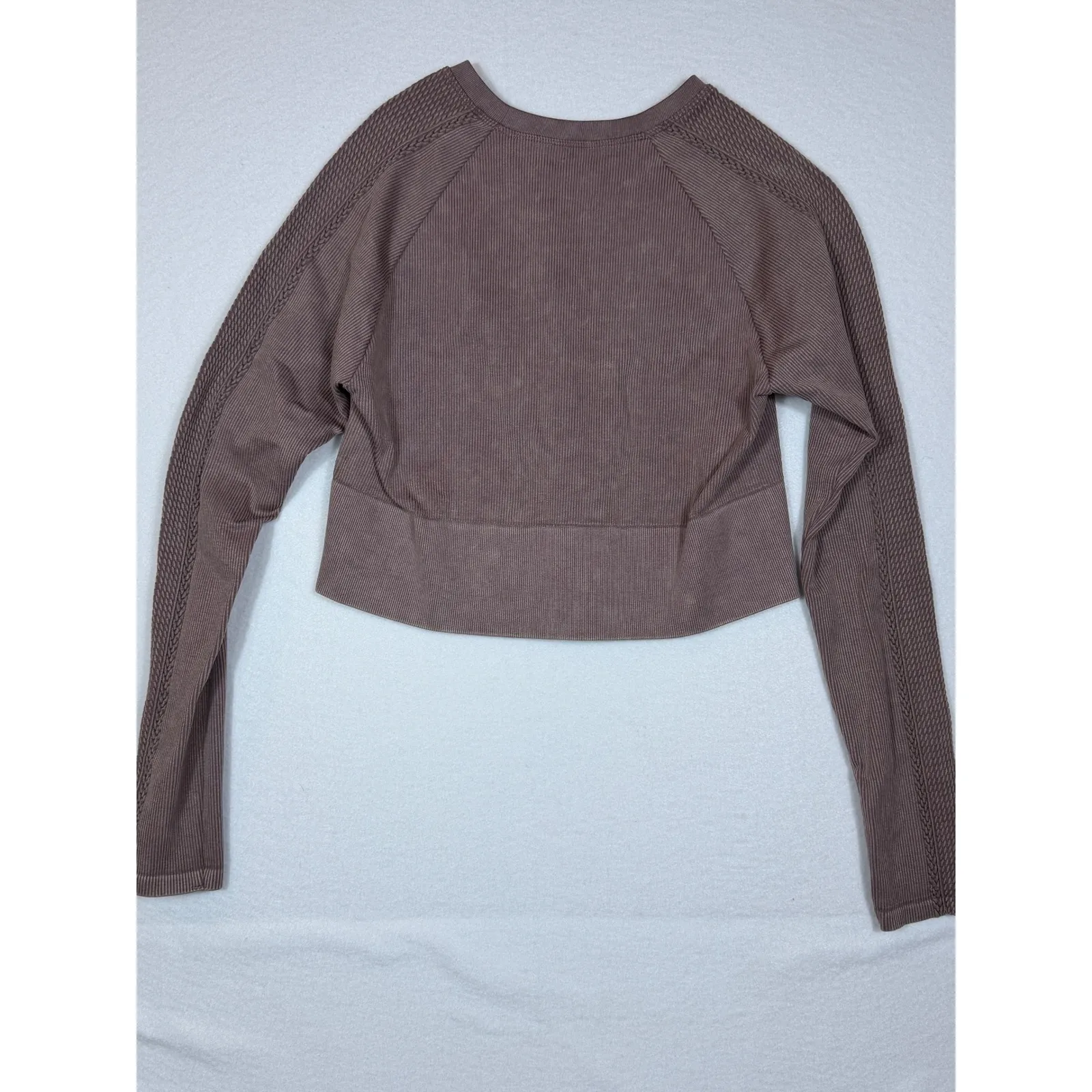 OFFLINE by Aerie Ribbed Long Sleeve Cropped Athletic Top Mauve LG Brown Size undefined - Image 8