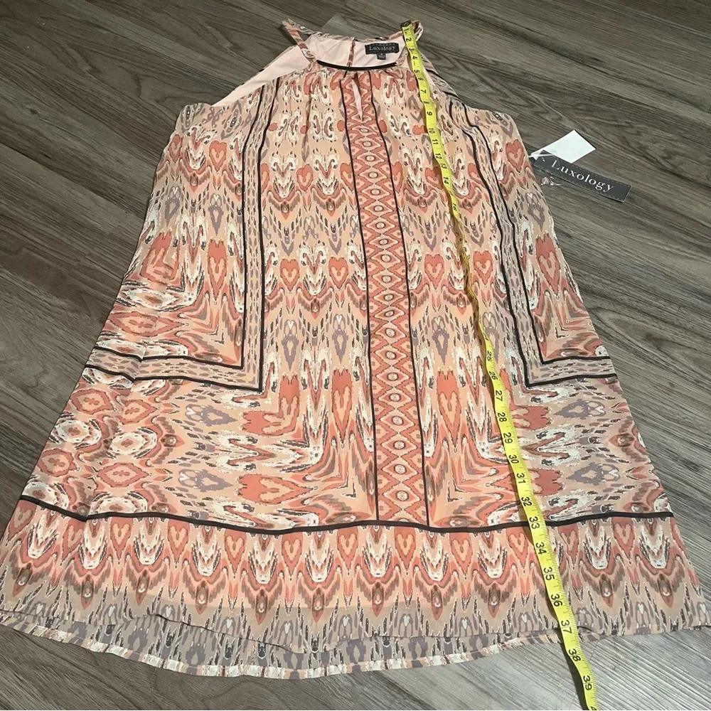 Luxology "June" Pink Multi Pattern Summer Dress; Medium(8) - Image 4