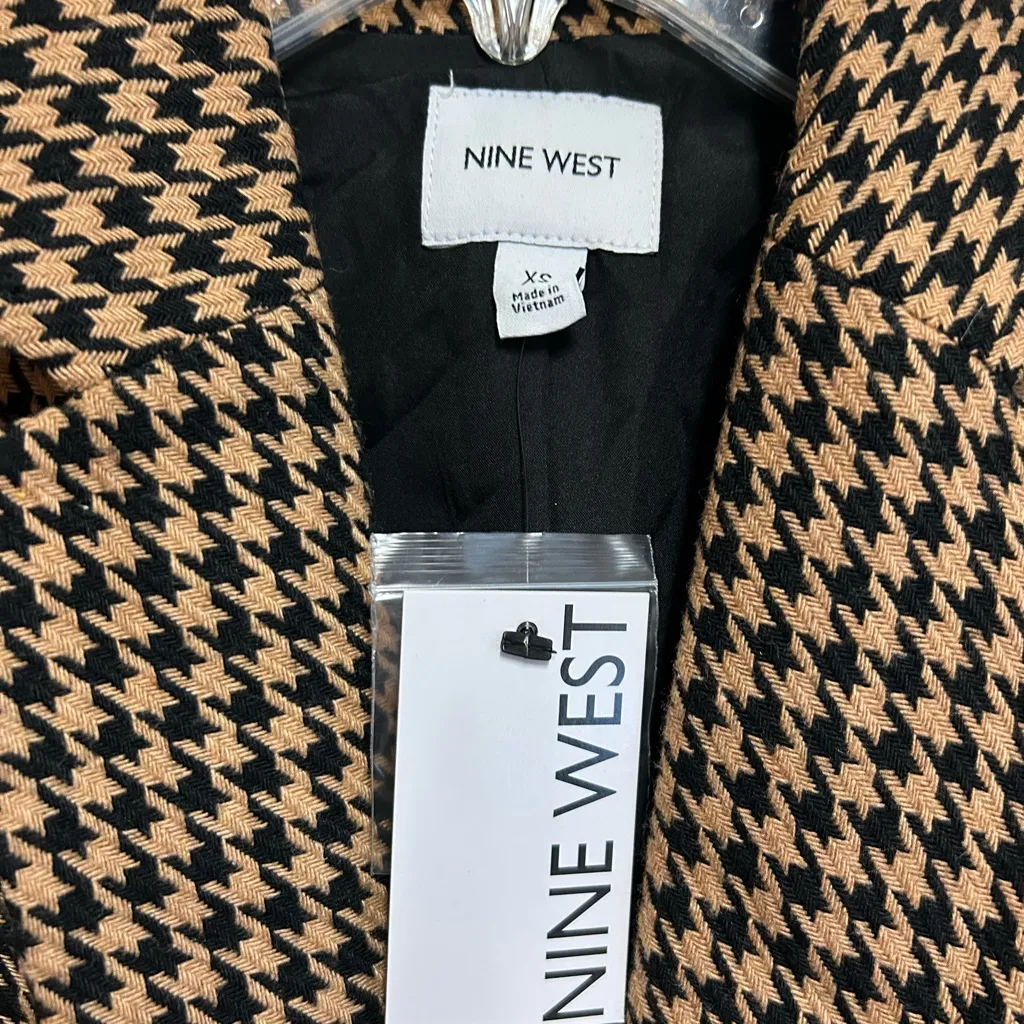 Nine Wes Jacket Blazer Size XS Houndstooth Tan Black Career Workwear Classic NWT - Image 3