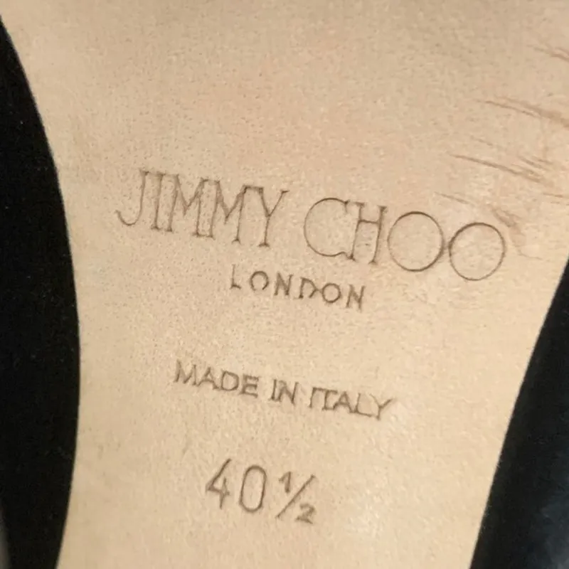 Jimmy Choo Love 100 Velvet Asymmetrical Glitter Toe Pumps Black Size‎ US 10 - Image 7