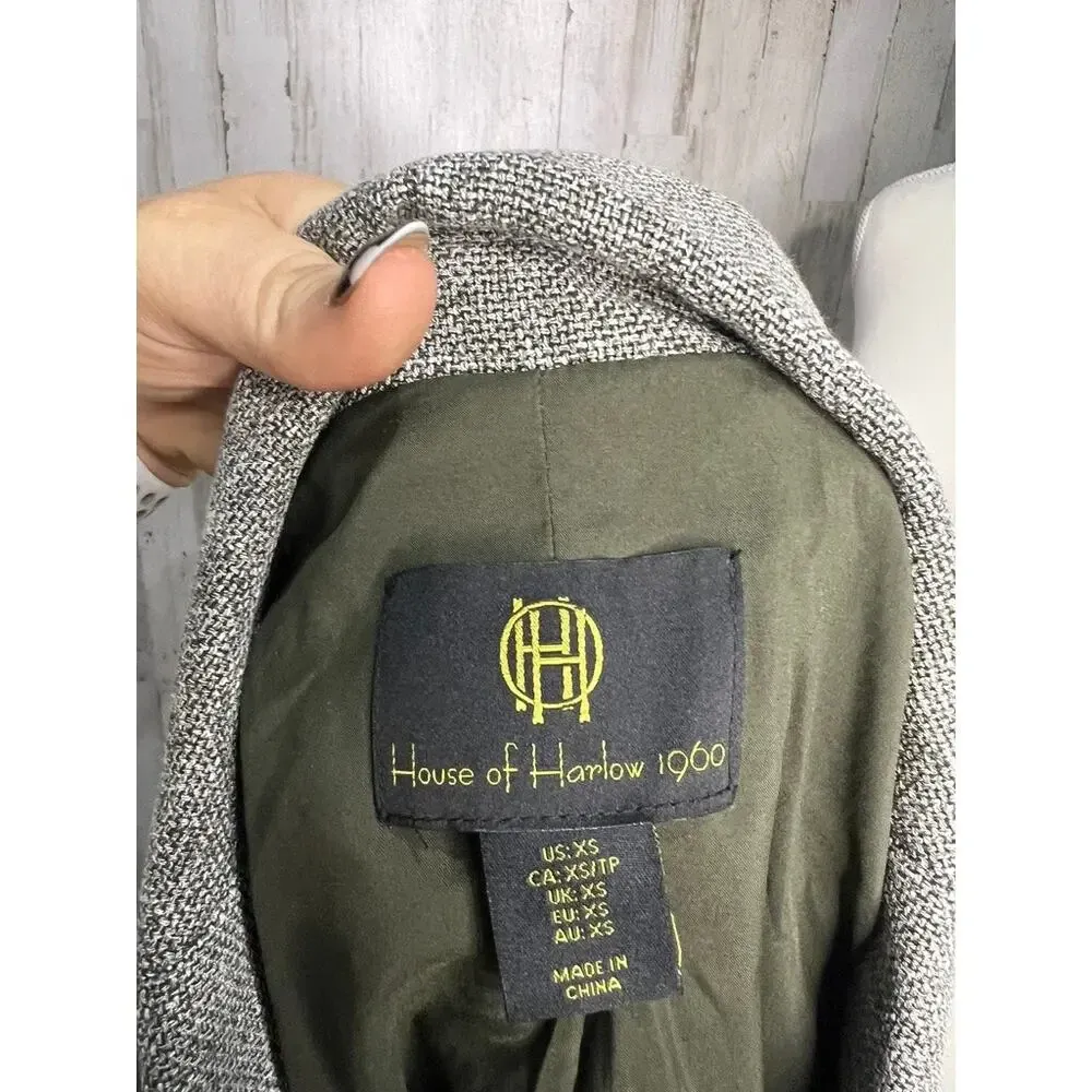 House of Harlow 1960 Women's XS Gray Cropped Tweed‎ Jacket - Image 5