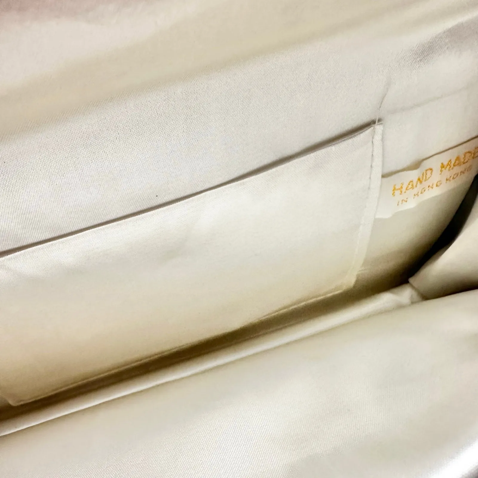 Vintage Ivory Silk Bead Sequin Double Flap Evening Top Handle Bag Hong Kong - Image 8