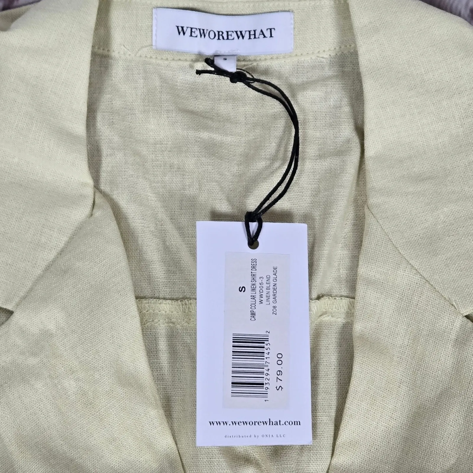 WeWoreWhat Camp‎ Collar Linen Shirt Dress Garden Glade Yellow S NWT - Image 3