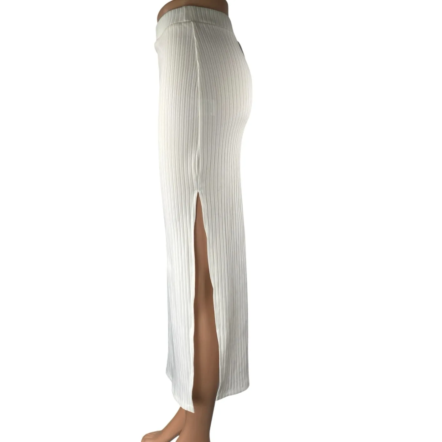 NEW Princess Polly Ellie White High Waisted Side Slit Midi Slip Skirt Size 4 - Image 2