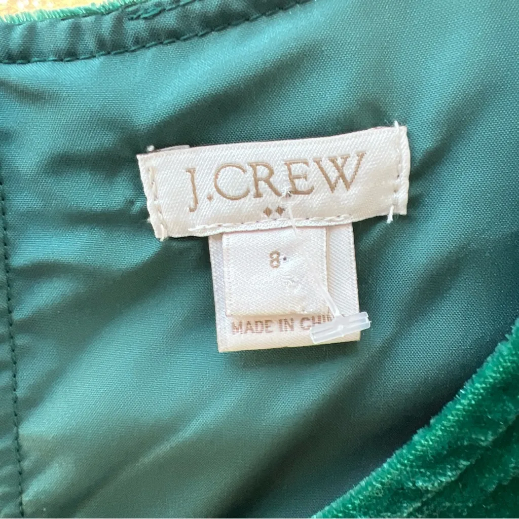 J.Crew Women's Emerald Green Peplum Sleeveless Keyhole Velvet Tank Shirt|Size:8 - Image 12