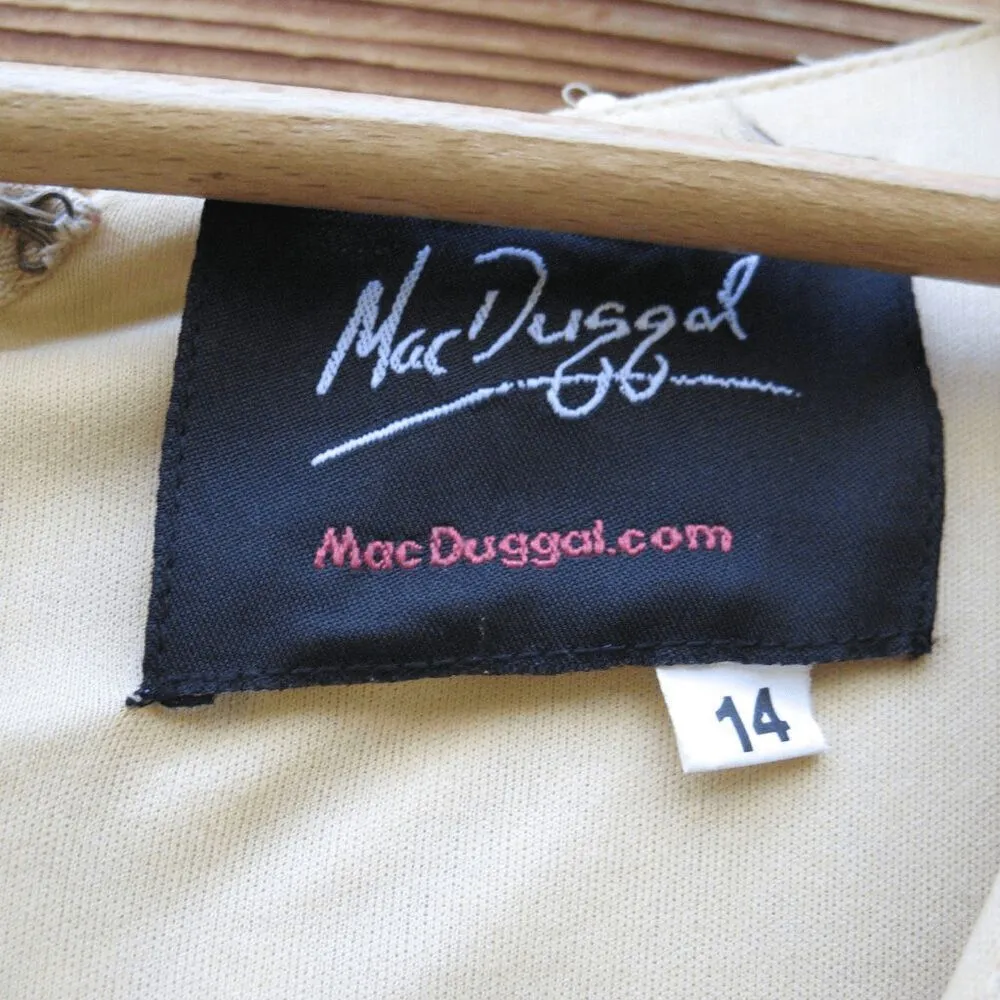 NWT Mac Duggal Floral Tea Length Dress Sequin Beaded Gold Size 14 - Image 13