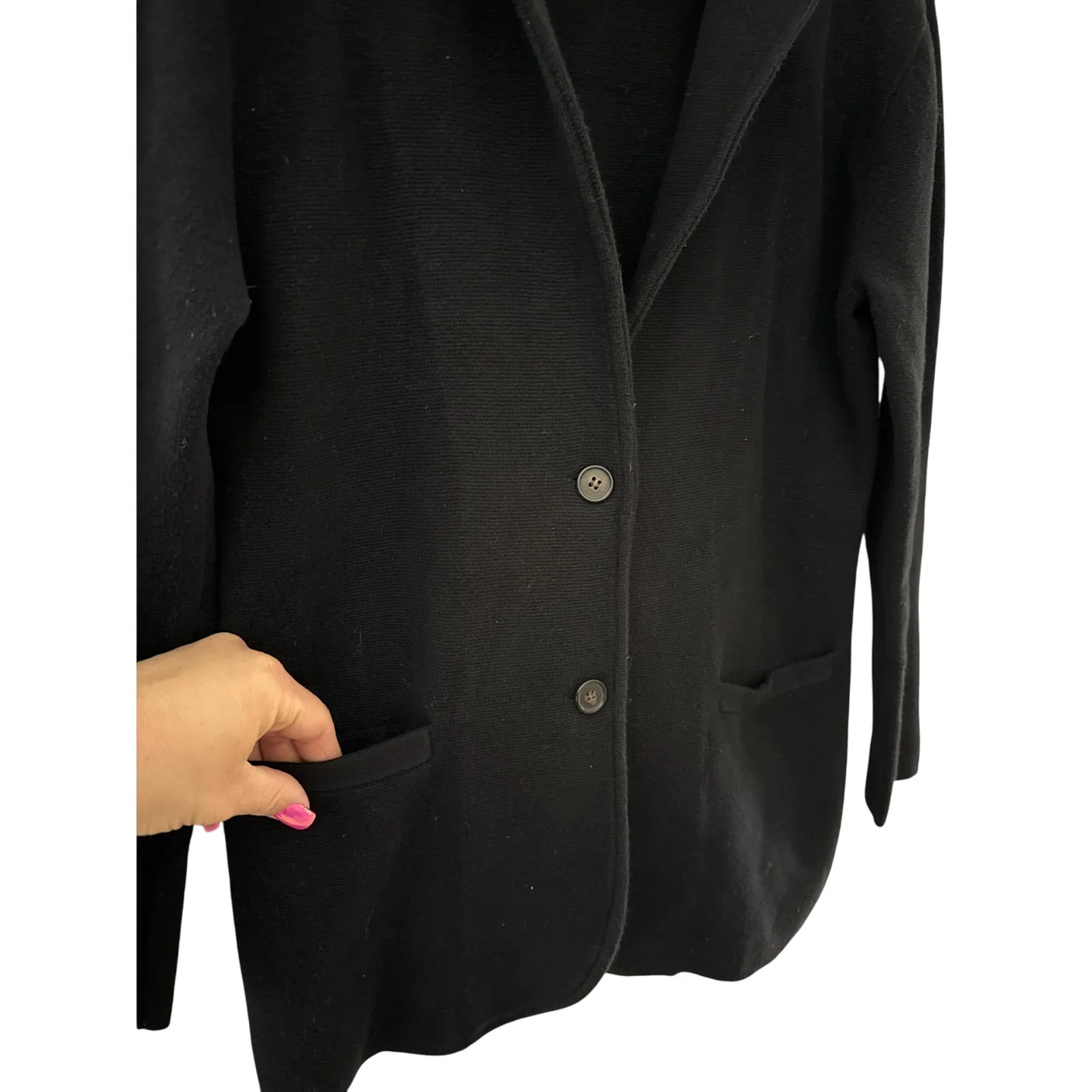 J. Crew Two  Button Long Sleeve Sweater Blazer Black Size Small - Image 8