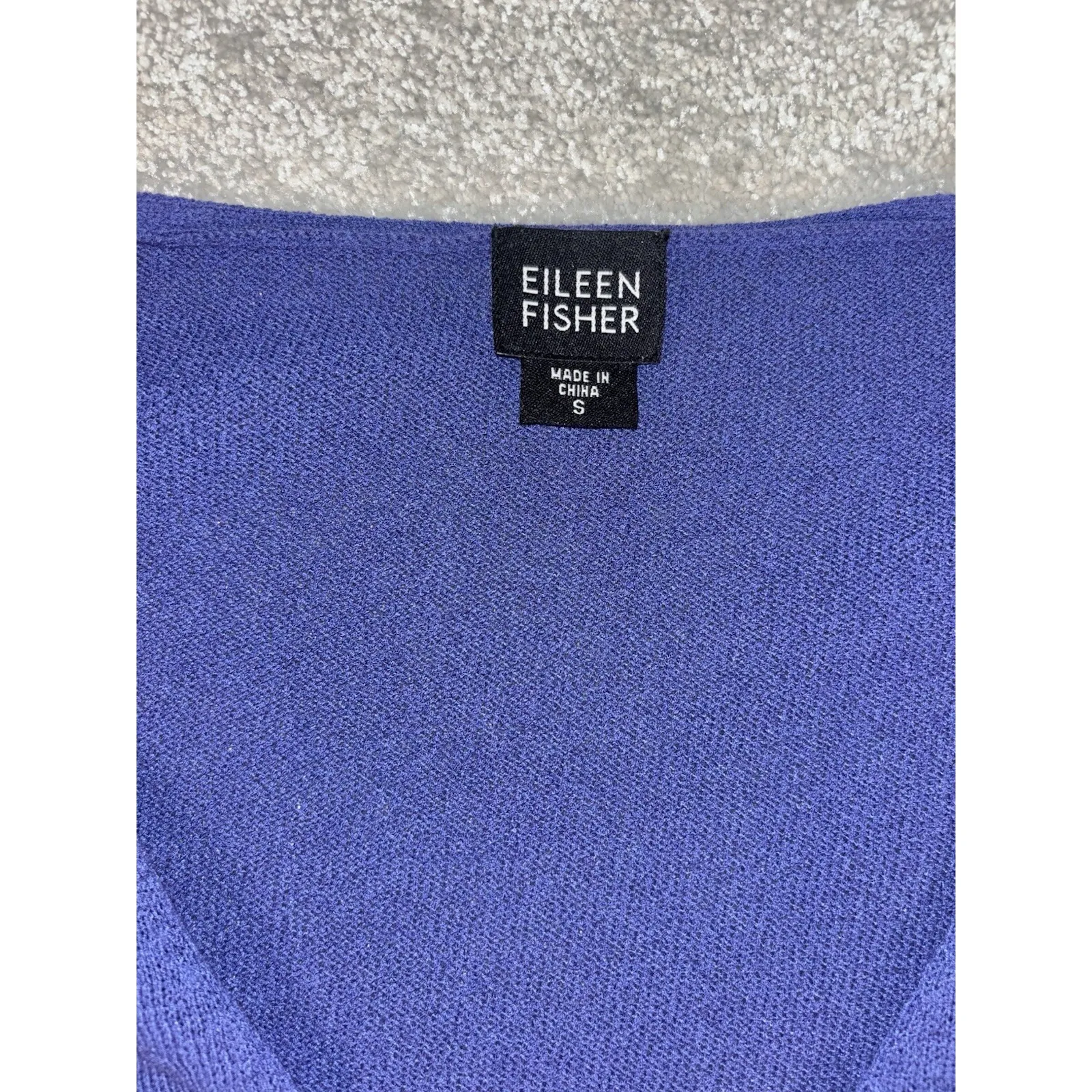 eileen fisher thin knit cardigan blue nylon rayon Small Loose Fit Minimalist‎ - Image 4