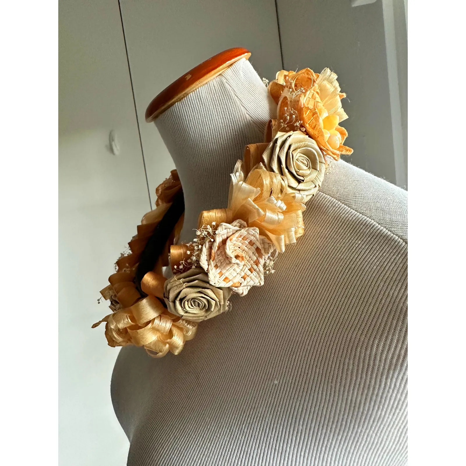 Vintage Floral Crown Bohemian Hippie wedding Wicker Neutral Natural Earthy Beach Tan - Image 5