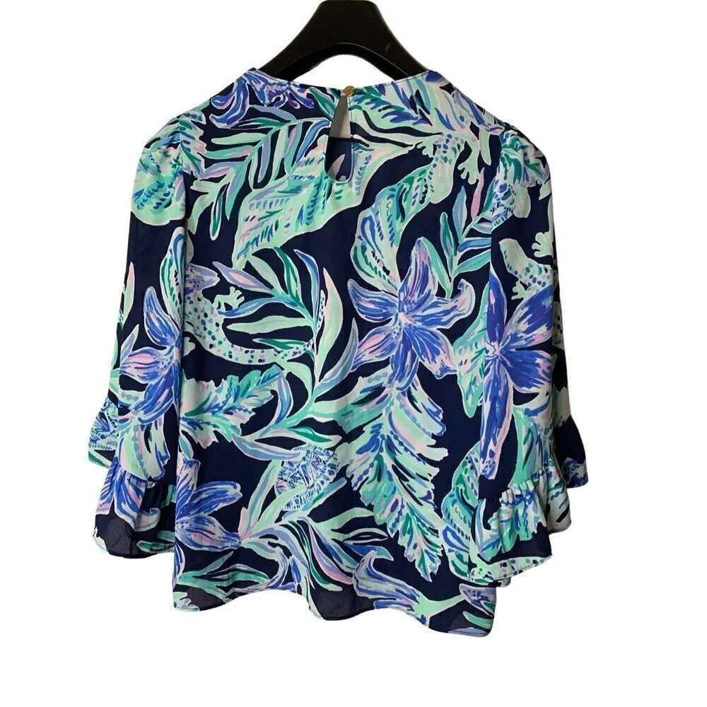Lilly Pulitzer Francis top in High Tide Navy Ready Set Gecko women's size XS NEW - Image 3