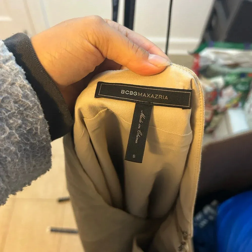 BCBGMAXAZRIA Nicky Beige Faux Suede Mini Skirt - Image 6