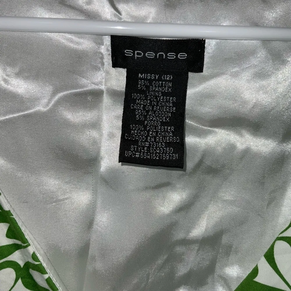 Spense Green/White Abstract Floral Sleeveless VNeck Sheath Summer Dress Missy 12 - Image 10