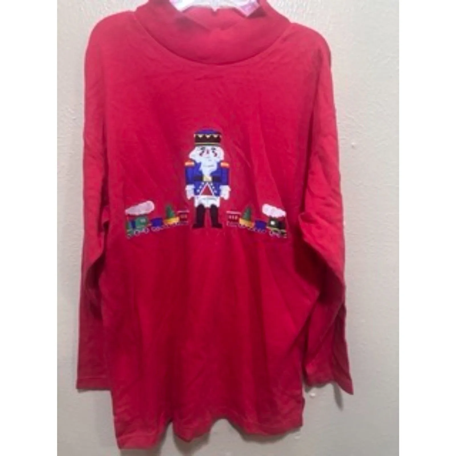 Westbound Red Nutcracker Train Mock Neck Long Sleeve‎ Cotton Shirt Size S - Image 5