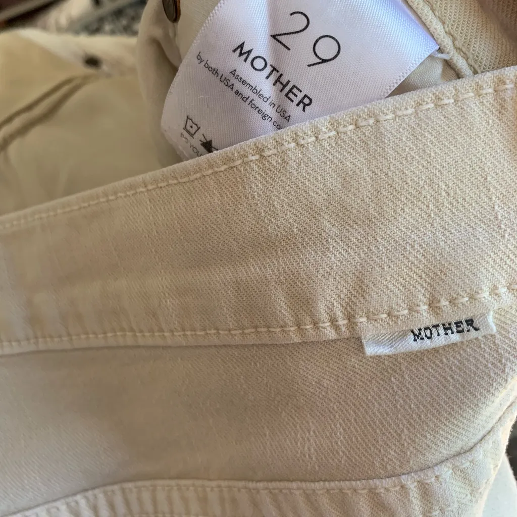 Mother The Ditcher Crop Cream Pants Denim Bottoms Women Size 29 Wide Leg - Image 5