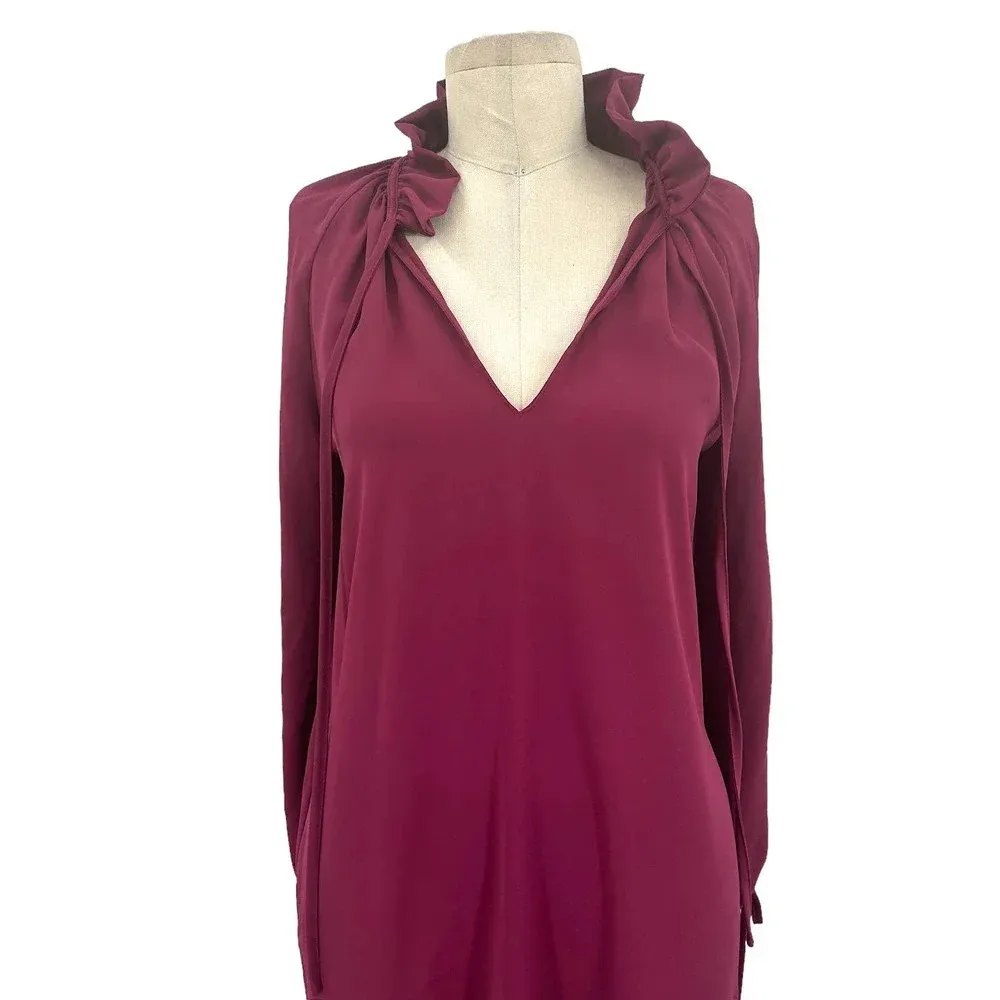 Amanda Uprichard‎ Vittoria Shift Dress Long Sleeve Purple Burgundy Size Small - Image 4