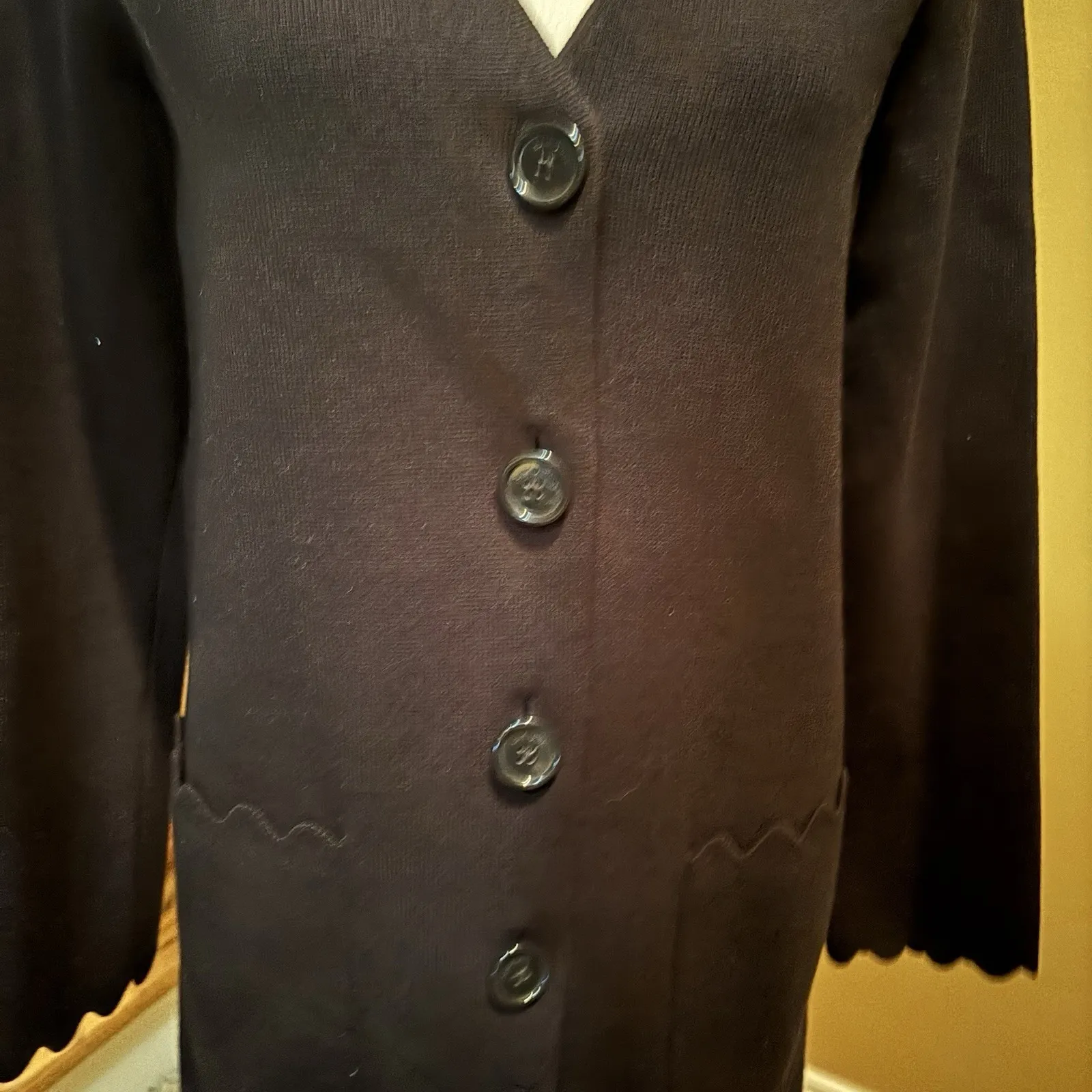 KATE SPADE New York Heavy Scalloped Sweater Blazer Cardigan Jacket Top Size XS‎ - Image 5