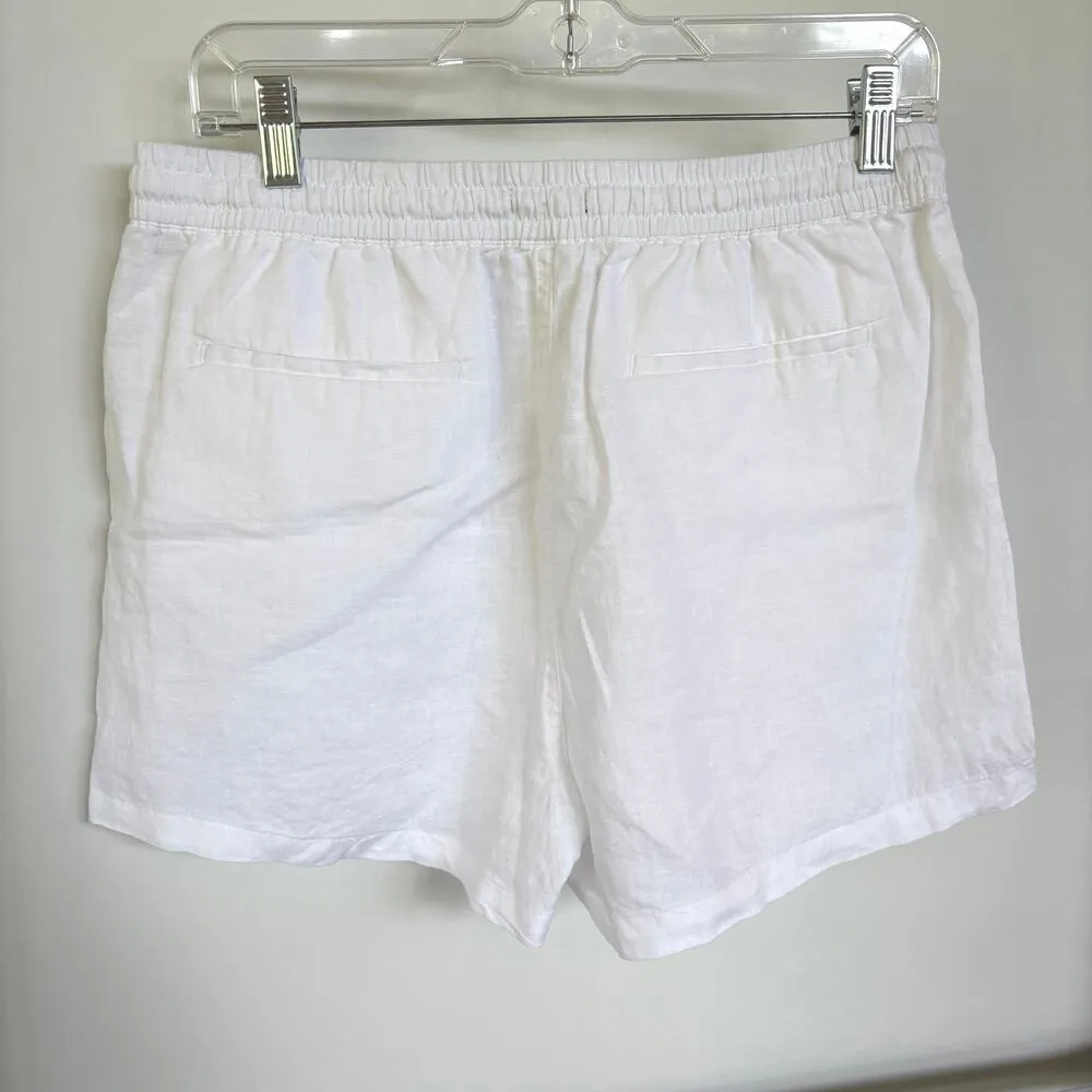NWT Quince White Linen Mini Shorts Pull On Beach Vacation Elastic Waist Medium - Image 3