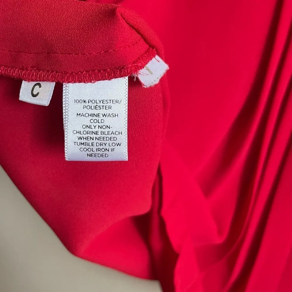 Loft Red pleated blouse womens size XS Grannycore office business - Image 6