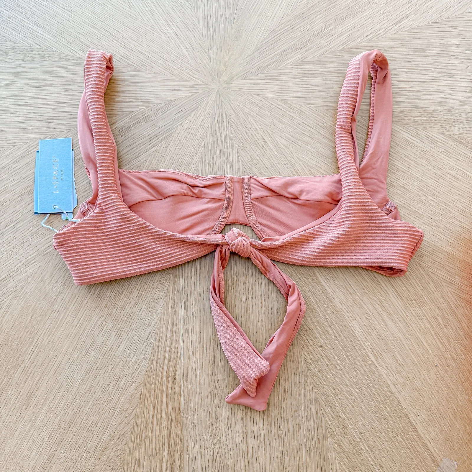 L Space Bikini Top Womens XL Nikita Sienna Ribbed Eco Chic Repreve Boho Summer Brown - Image 5