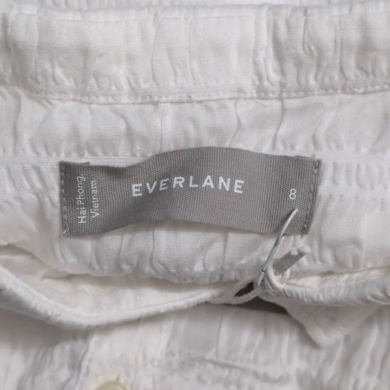 NWT EVERLANE White Textured Long Sleeve Button Down Shirt Size 8 - Image 6