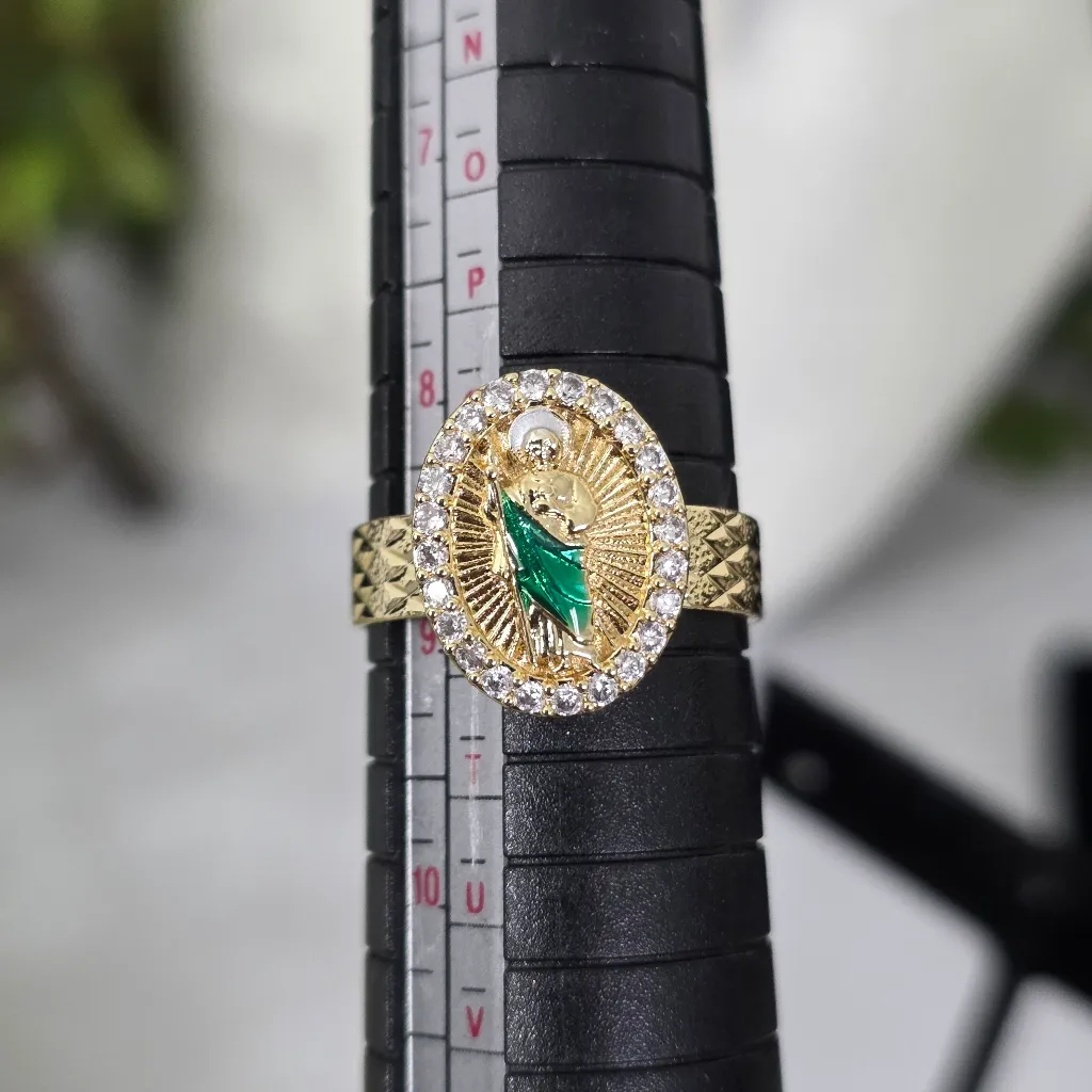 Gold Filled Ring St Jude Icon with Ciboc Zirconia Size 9 - Image 6