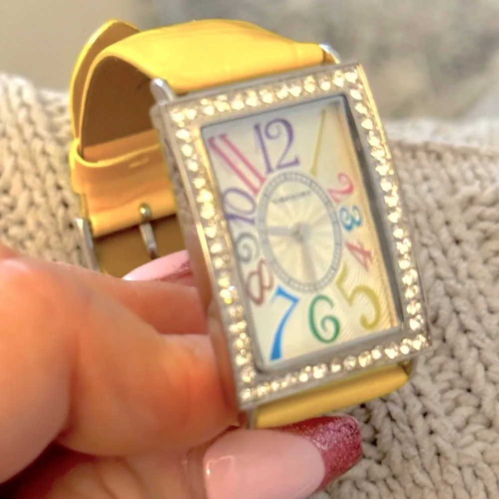 Bernier Yellow Genuine Leather Strap Watch with Silver Bezel - Image 2