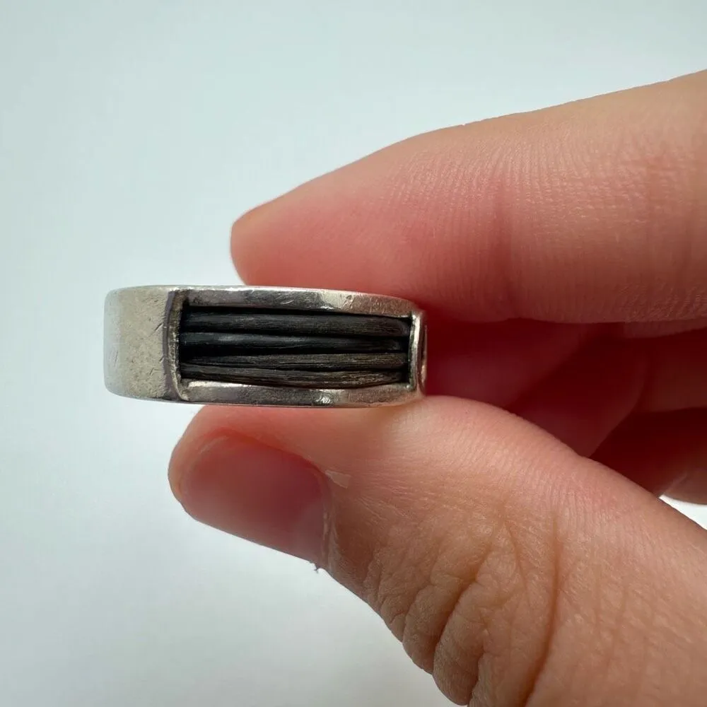 Valentino Garavani Sterling Silver Logo Ring Size 5‎ - Image 5