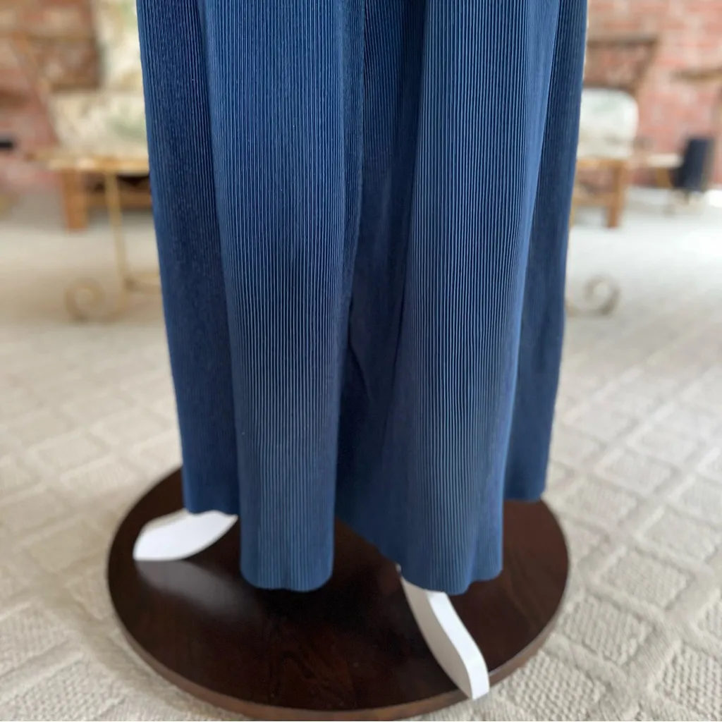 ASTR The Label Jumpsuit Blue Pleated Cutout Wide Leg Cropped M Cocktail Party - Image 6