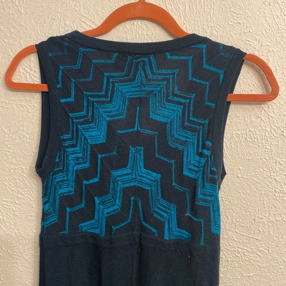 MISSONI for Target Blue Chevron Knit Sleeveless V Neck Maxi Dress XS - Image 4