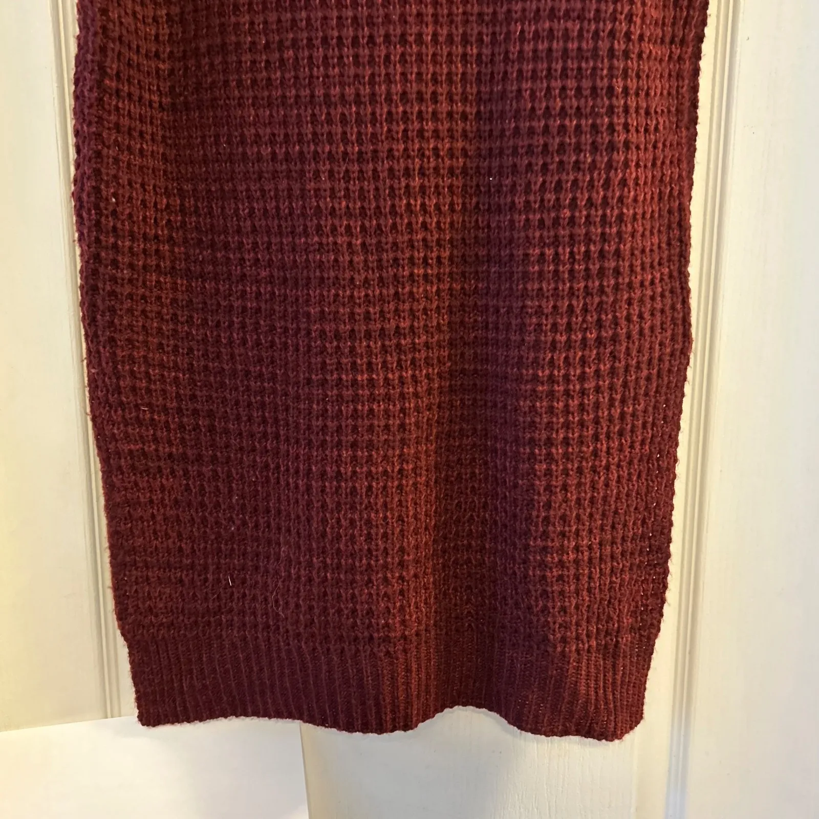 JOHN JENN Burgundy Waffle Knit Turtleneck Sleeveless Sweater Dress S P - Image 10